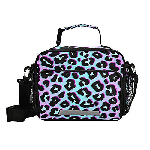 Lunch Bags Boxes Insulated Small Girls Boys Cooler Kids Thermal Rainbow Leopard Print Cheetah Animal For School Student With Shoulder Strap Water-Resistant #TOP5