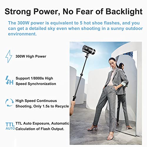 Godox AD300 Pro AD300Pro Outdoor Flash Strobe Light, 300Ws TTL HSS 1/8000s Studio Flash Monolight, 2600mAh Lithium Battery, 12W Modeling Lamp, Compatible for Canon Sony Nikon Fuji Olympus Panasonic