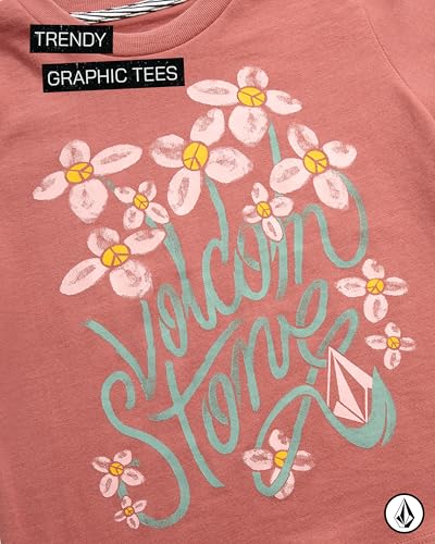 Image of Volcom Girls Shirts - Casual Crewneck Short Sleeve Graphic Tee Trendy Tops - Breathable Girls Summer Clothes