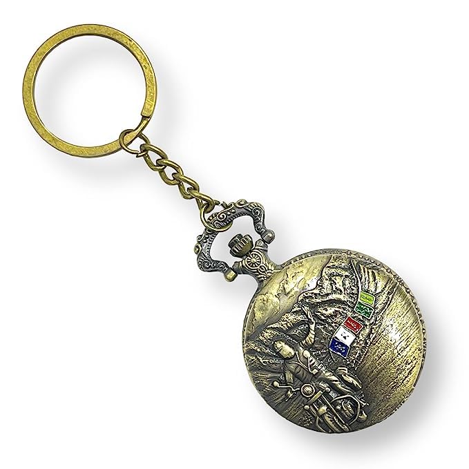 Image of Blue Aura Premium Pocket Watch Metal Keychain Retro Vintage for Gifting with Key Ring Anti-Rust (BA-KWIC-7)