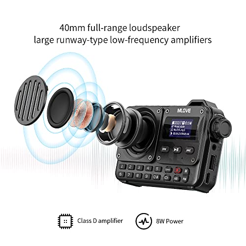 Image of MLOVE BV800 Bluetooth Speaker, Wireless Speaker Portable Bluetooth Speaker with FM Radio and Supports a Micro SD Card & USB Memory, Black