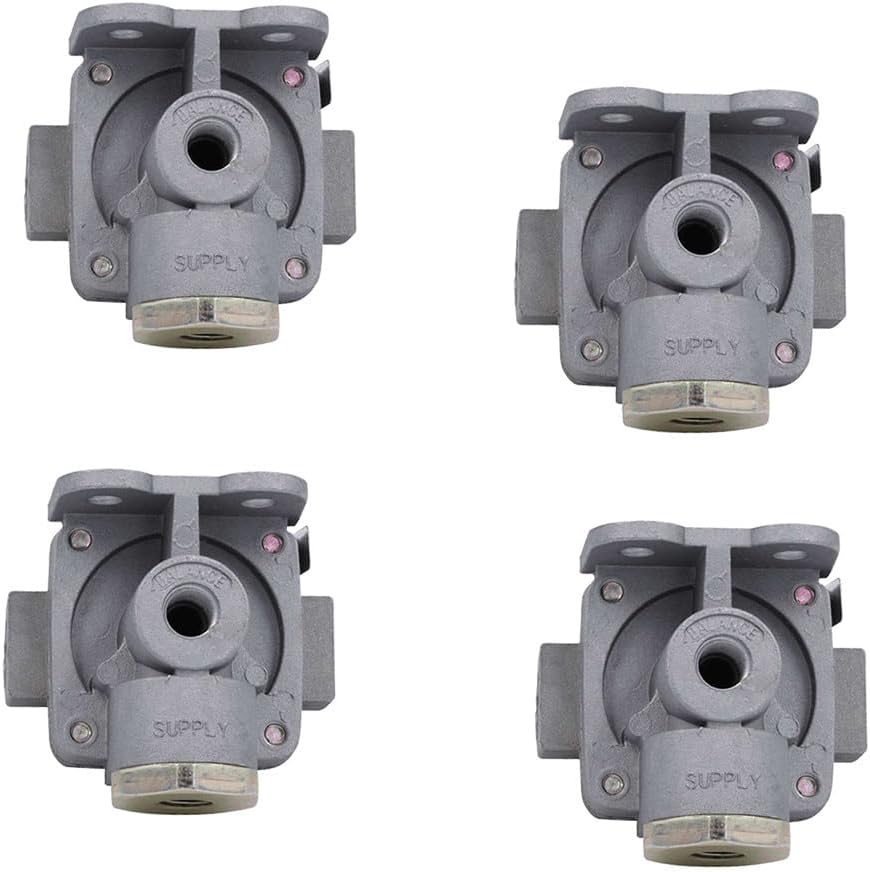 Mytee Products 4 Pack Quick Release Valves, 1/4" NPT Supply and BalancePort, 3/8" Devery Port for Multiple Freightliner, International and Volvo Appcations Replace 289714, Bendix 109089