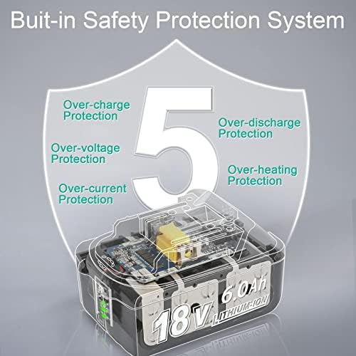 4 Pack 18-Volt Replace for Makita 18V Battery BL1860B, LXT Lithium- Ion 6.0Ah Ultra High Capcaity Compatible with Makita 18V Battery BL1850 BL1850B BL1840 BL1840B BL1830 BL1830B BL1815B Battery, Black