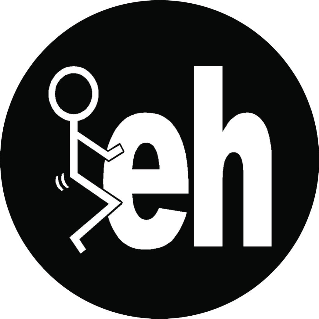 F*CK EH Circle (2 Pack) Vinyl Hard Hat Helmet Decal - Size: 2" Round Color: Black/White - Hard Hat, Helmet, Windows, Walls, Bumpers, Laptop, Lockers, etc.