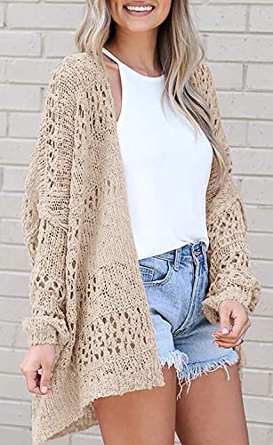 Image of sysinside Women's Crochet Knitted Open Front Cardigan Oversized Boho Beach Fall Outwear