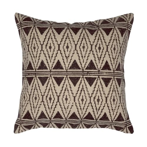 Image of Wakefit Designer Cushion Cover | 16x16 inch | Handmade Block Print | Cotton Fabric on Both Sides | Gentle Wash Only | Pack of 1 | Dwaar Maroon