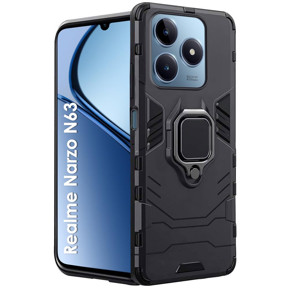TheGiftKart Tough Armor Bumper Back Case Cover for Realme C63 / Narzo N63 | Ring Holder & Kickstand in-Built | 360 Degree Protection Back Case Cover for Realme C63 / Narzo N63 (PC & TPU, Black) (B0D6N5S6LS) Amazon Price History, Amazon Price Tracker