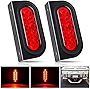 Nilight 6Inch Oval Trailer Tail Light with flush Mount Grommets Plugs w/Mounting Brackets 2PCS Red Waterproof Stop Brake Turn Trailer Lights for RV Truck, 2 Years Warranty