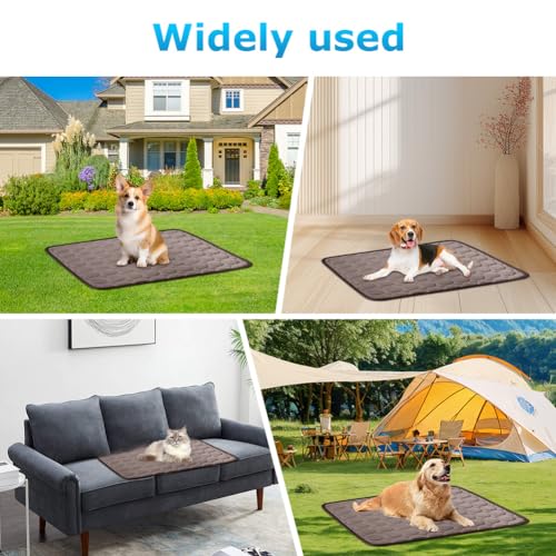 Kühlmatte für Hunde, Kühlkissen für Katzen, Kühlmatte für Haustiere, Hundematte Kühldecke, Hundebett Weiches Matten, Faltbar Reisedecke für Hunde, für Reise Camping Sommer -100 x 70cm (Kaffeefarbe)