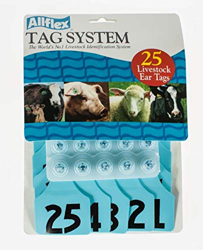Flexall Allflex Global Maxi Numbered Cattle Ear Tags Blue 1-25