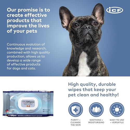 ICF | CLX Cat & Dog Wipes | Deep Cleansing Wipes for Paws, Skin Folds & Ears | Supports Healthy Skin & Odor Control | 40 Count - Image 5