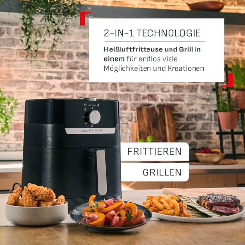 Foto von Tefal Easy Fry & Grill Classic Air Fryer XL Heißluftfritteuse & Grillfunktion – 4,6 L Fassungsvermögen, 2-in-1 Gerät, knusprig frittieren & saftig grillen, wenig Fett, für große Familien-Küche EY5018