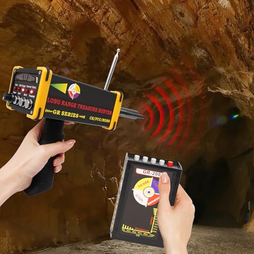 Metal Detector, GR-200 Long Range Gold Metal Detector, Underground 100m Gold Gems Detectors Treasure Finder w/3D LED Display + Antenna