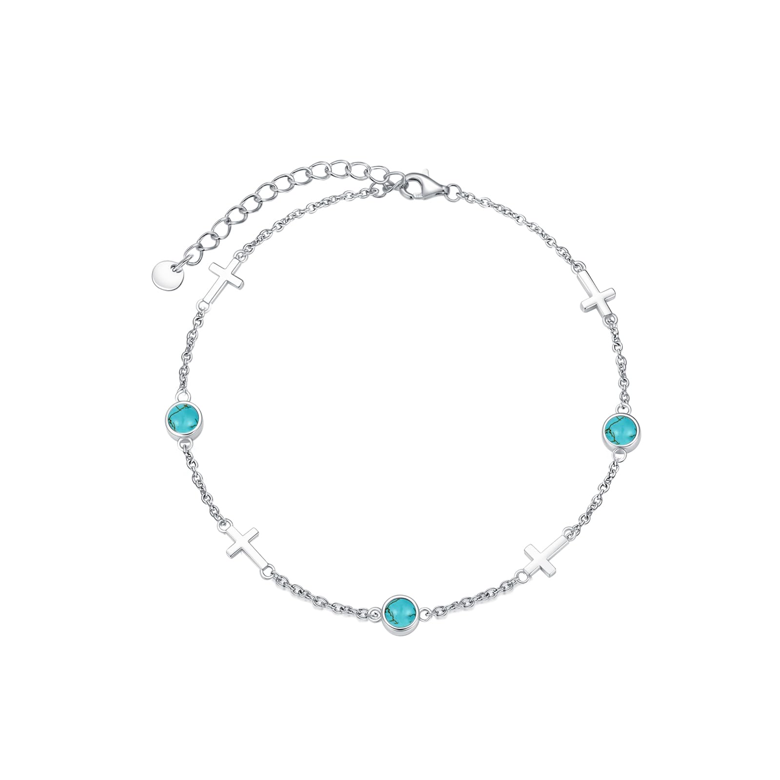 Dorunmo Ankle Bracelet for Women 925 Sterling Silver Natural Stone Bracelet Anklet Summer Beach Jewelry Birthday Gifts for Mom
