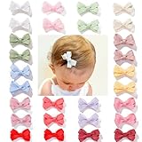 28 Pack 2'' Mini Bow Snap Clips,Baby Girls Grosgrain Ribbon Bows Tiny Hair Clips Fine Hair for Girls Infants Toddlers