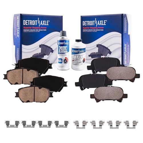 Image of Detroit Axle - Brake Pads for 2002-2006 Toyota Camry 2003 2004 2005 Front and Rear Ceramic Brake Pads w /Hardware Replacement