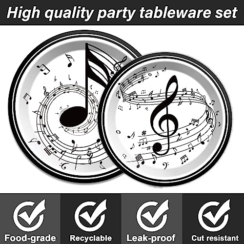 Image of Musical Note Plates Napkins Music Themed Party Tableware Musical Notes Dinnerware Disposable Paper Plates for Baby Shower Music Concert Birthday Karaoke Party Supplies 24 Guests