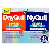 VICKS DayQuil & NyQuil SEVERE Co-Pack, Cold & Flu Medicine, Powerful Relief for Headache, Fever, Sore Throat, Minor Aches & Pains, Congestion, Sinus Pressure, Stuffy Nose, and Cough, 48 LiquiCaps