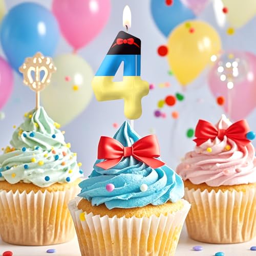 Image of White Cartoon Birthday Candles, Number 1 Candle White Themed Birthday Party Supplies, 2.4 inch Birthday Candles for Cake Topper Party Decorations, Birthday Decorations for Boys Girls (Number 1)