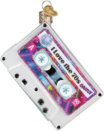 Old World Christmas Adorno de cristal con texto en inglés "I Love The 70s" para árbol navideño