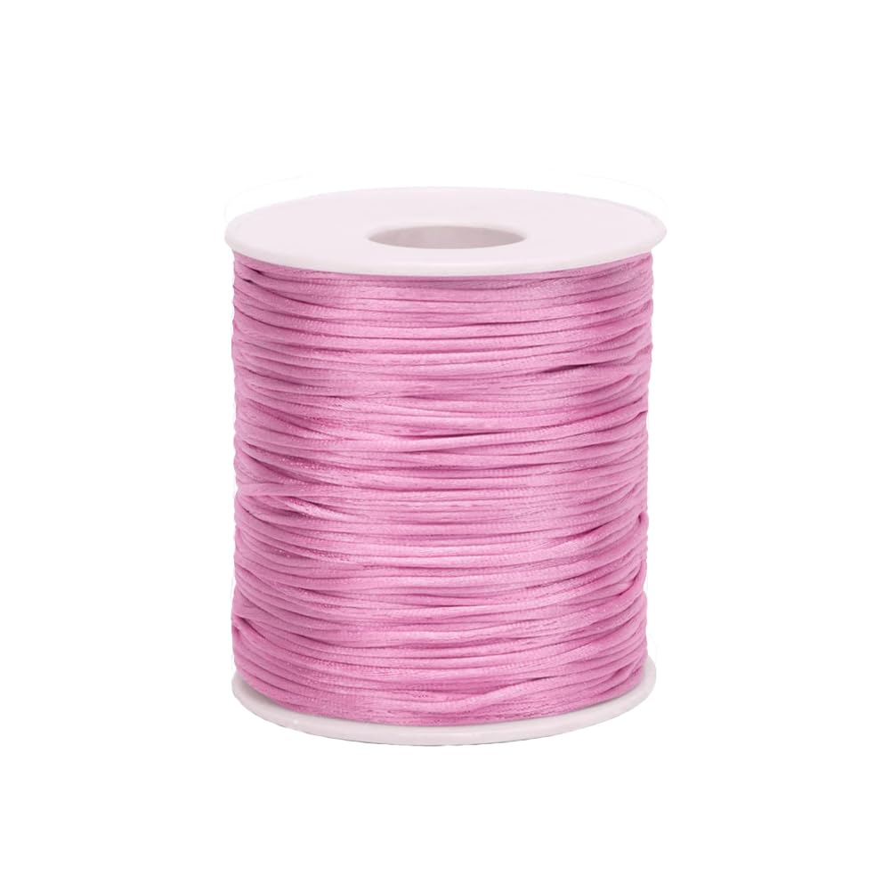 Xzhcy 1mm 110 Yards Nylon Satin Cord Silky Braided Thread Beading String for DIY Crafts Friendship Bracelets Pendant Chinese Lucky Knotting Macrame Necklaces Jewelry Making (Deep Pink)