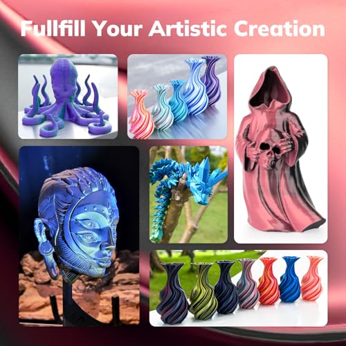 Image of AMOLEN Silk PLA 3D Printer Filament, Dual Color Pink Black PLA 1.75mm, Shiny Color Change Filament 3D Printing PLA Filament for Most FDM 3D Printer, 1kg Spool(2.2lbs)