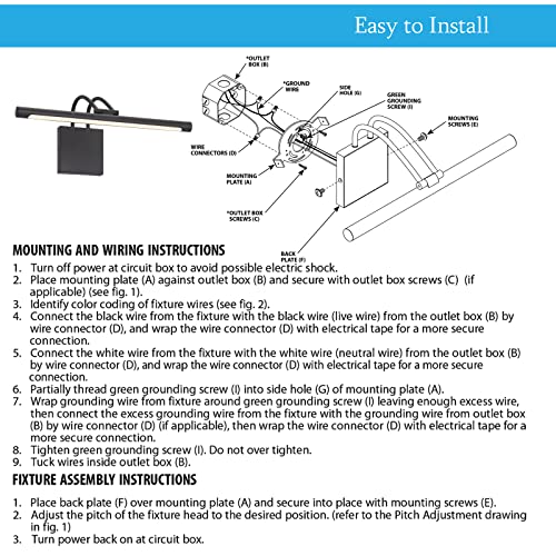 Ciata Picture Light, Picture Frame Light, 17-Inch 15-Watt Hardwire Adjustable Led Picture Light In Matte Black, 3000K Warm White, Cri -90, Integrated Led Display Light For Indoor Locations #TOP3