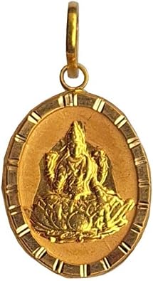 22K/18K Real Certified Fine Yellow Gold Oval Lakshmi Womens Pendant