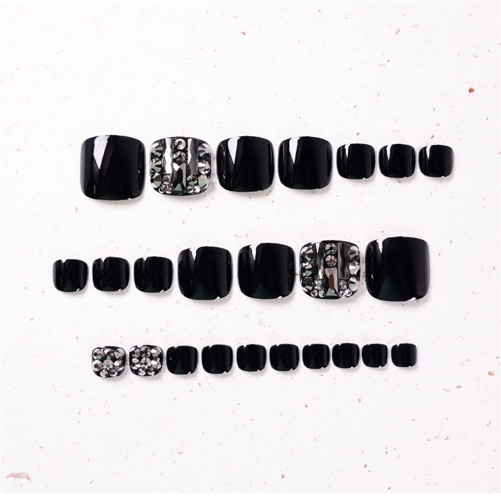 Black Rese Fake Press Nail Stick Acrylic Nails Tips with Designs False Set Art Tool