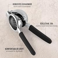 Zulay Zitronenpresse aus Edelstahl mit hochwertiger, robuster Metallpresse und Griffen aus lebensmittelechtem Silikon – große manuelle Zitruspresse und Limettenpresse aus Edelstahl (schwarz) – Ansicht 4