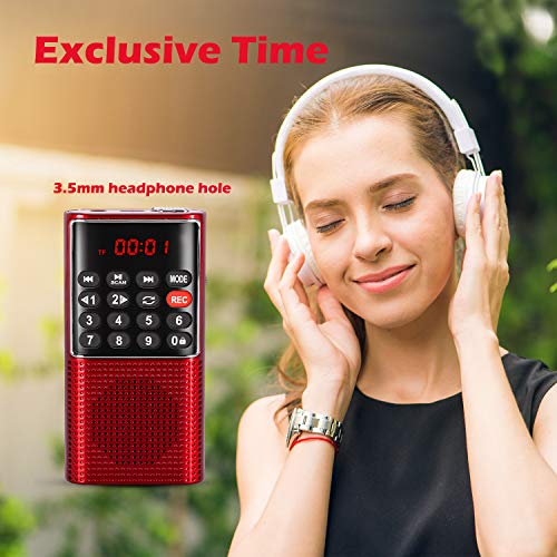 PRUNUS J328 Mini Portable Pocket FM Radio MP3 Walkman Radio with