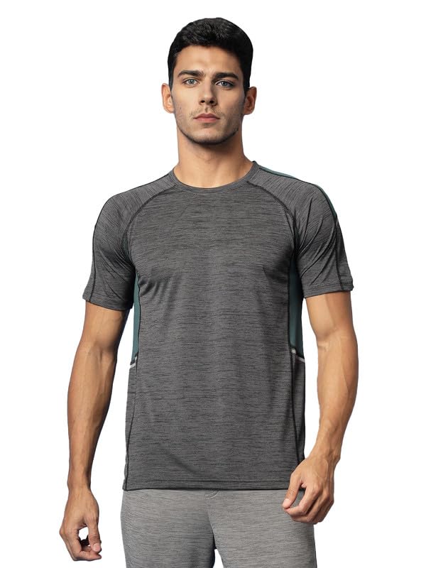 Image of CHKOKKO Men's Quick Dry Half Sleeve Regular Fit Lightweight Round Crew Neck Active Sportswear Gym T-Shirt for Workout Training Running and Fitness Activities Dark Grey S