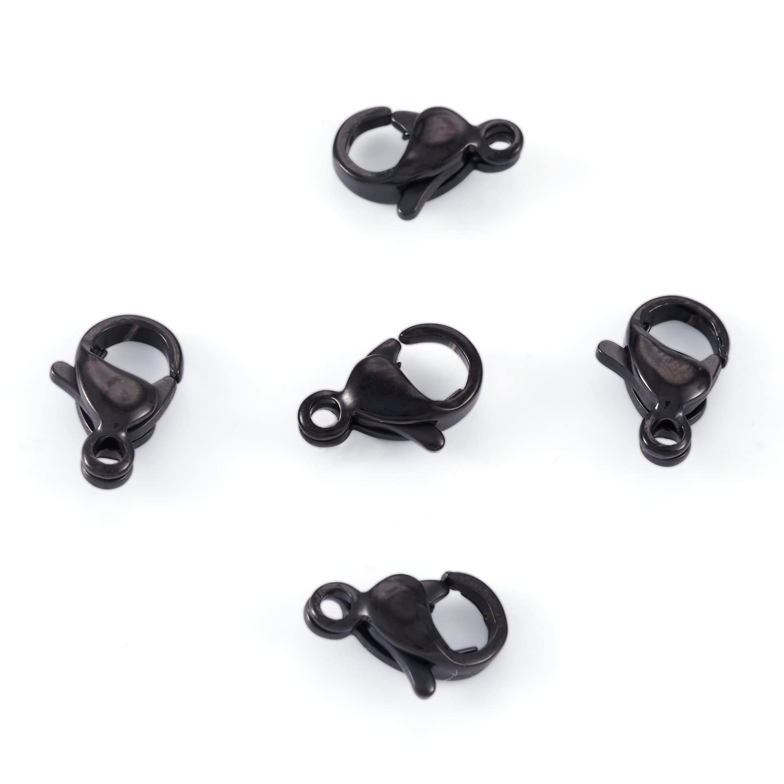 Cheriswelry 10pcs Black Lobster Claw Clasps Stainless Steel Clasps Jewelry Fastener Hook for DIY Necklaces Bracelets Jewelry Making