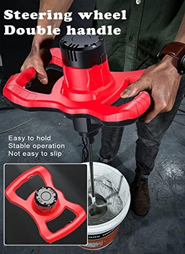 Concrete Mixer 3980W 50cm Handheld Mortar Mixer with 6-Speed Adjustment and Stainless Steel Mixing Paddle