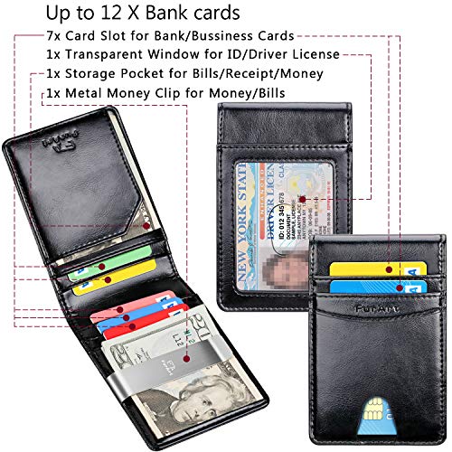 FurArt Bifold Wallet, Genuine Leather Slim Minimalist Wallets with Money Clips, RFID Blocking,Credit Card Holder - Thumbnail 6