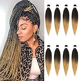 Xtrend 16 Inch EZ Braids 8Packs Pre-Stretched Easy Braiding Hair Extensions for Box Braids Hair Ombre Blonde Hot Water Setting Synthetic Fiber Hair Extensions T27#