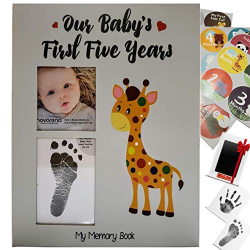 Image of Keepsake Memory Book for Baby Boy or Girl Timeless First 5 Year Baby Book A Milestone Book to Record Every Event from Birth to Age 5 Gender Neutral Journal Scrapbook Photo Album Stickers Baby Ink Pad