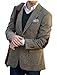 Men's Spring Tweed Blazer Academic Style Suit Jacket with Faux Suede Elbow Patches Man Smart Casual Vintage Sport Coat Beige M