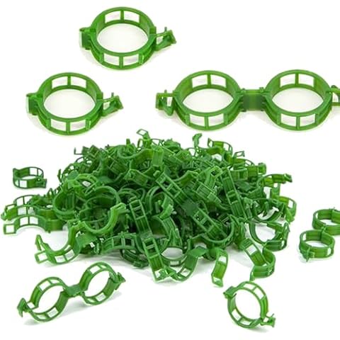 Eroilor 100 Pcs Garden Plant Clips, Plant Support Clips Vine Clips Flower Stem Clips Plus 3 Plant Fertilizer Bracket - Green, 100anchorgreen Cover