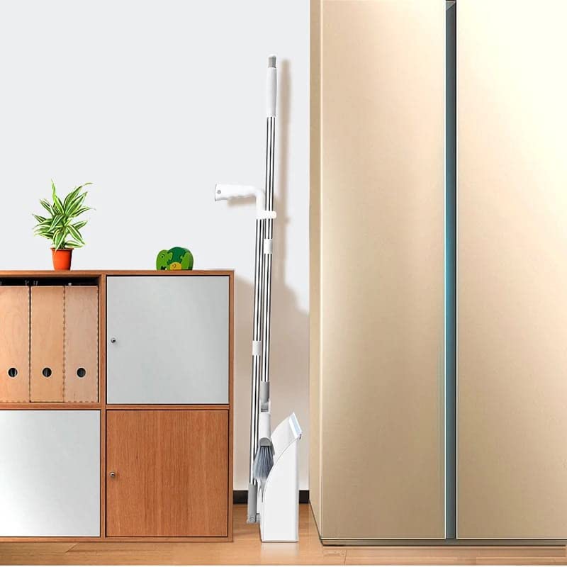 Image of Broom and Dustpan Set Soft Hair Broom Multifunctional Household Dustpan Long Handle, Upright Lobby Broom for Cleaning Home Kitchen Office for Indoor Outdoor (Multicolour)