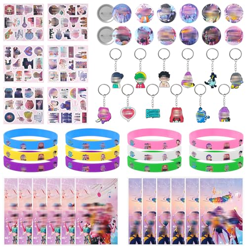 Ainvliya 122pcs Demon Party Mitgebsel bag Fillers Birthday Gift with Slap Bands Stickers bags Badges Keychain Party Favours Supplies for Kids Boys Girls