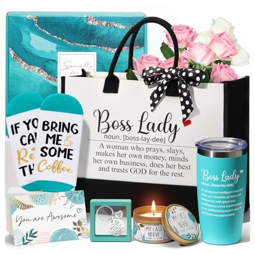 Boss Day Gifts for Her Women, Best Boss Lady Gifts for Women Cool Bosses Gift Basket for Female, Funny Thank You Bosses Lady Appreciation Birthday Christmas Farewell Gift Set with Canvas Tote Bag