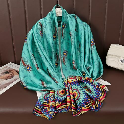 Image of ZDMHSH Fashion Scarves Scarf 100% Silk Feeling Scarf Silk Like Scarves Long Lightweight Sunscreen Shawls for Women
