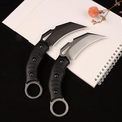 Miniatura 4 de MASALONG Cuchillo de garra kni252, táctica de hoja fija para supervivencia al aire libre con prevención de óxido súper duro (plata)