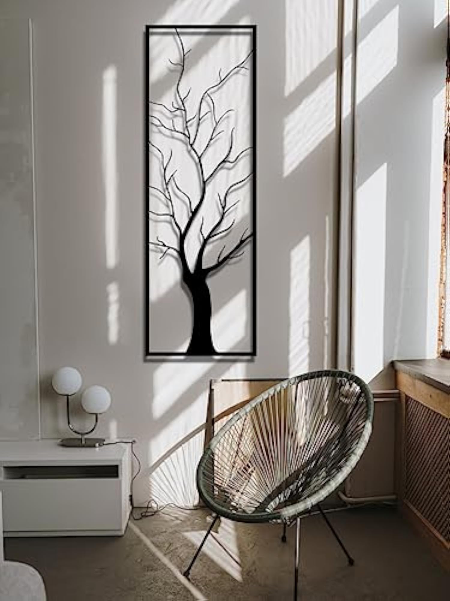 Vertical Tree Metal Wall Decor, Tree With Branches Home Sign Art
