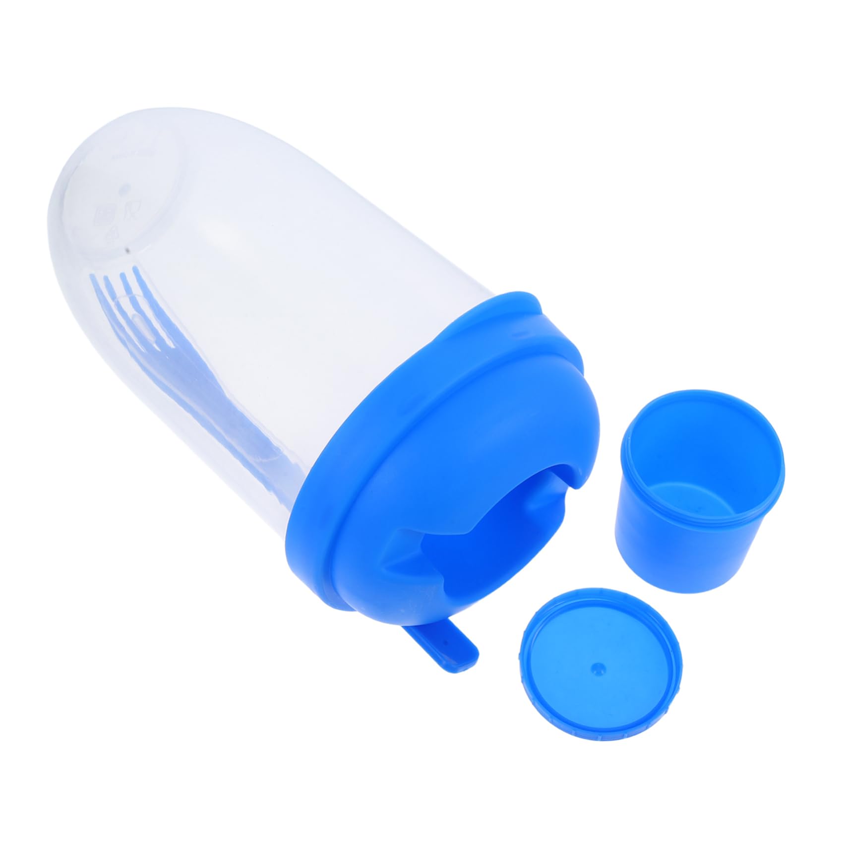 Luxshiny Portable Salad Shaker Cup with Fork Leakproof Seal for Lunch Meal Prep Blue Container for Fresh Fruits Veggies and Dressings