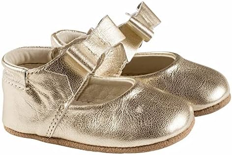 Robeez Girls' Ankle Strap Mary Jane First Kicks Crib Shoe, Sofia Gold, 6-9 Months M US Infant