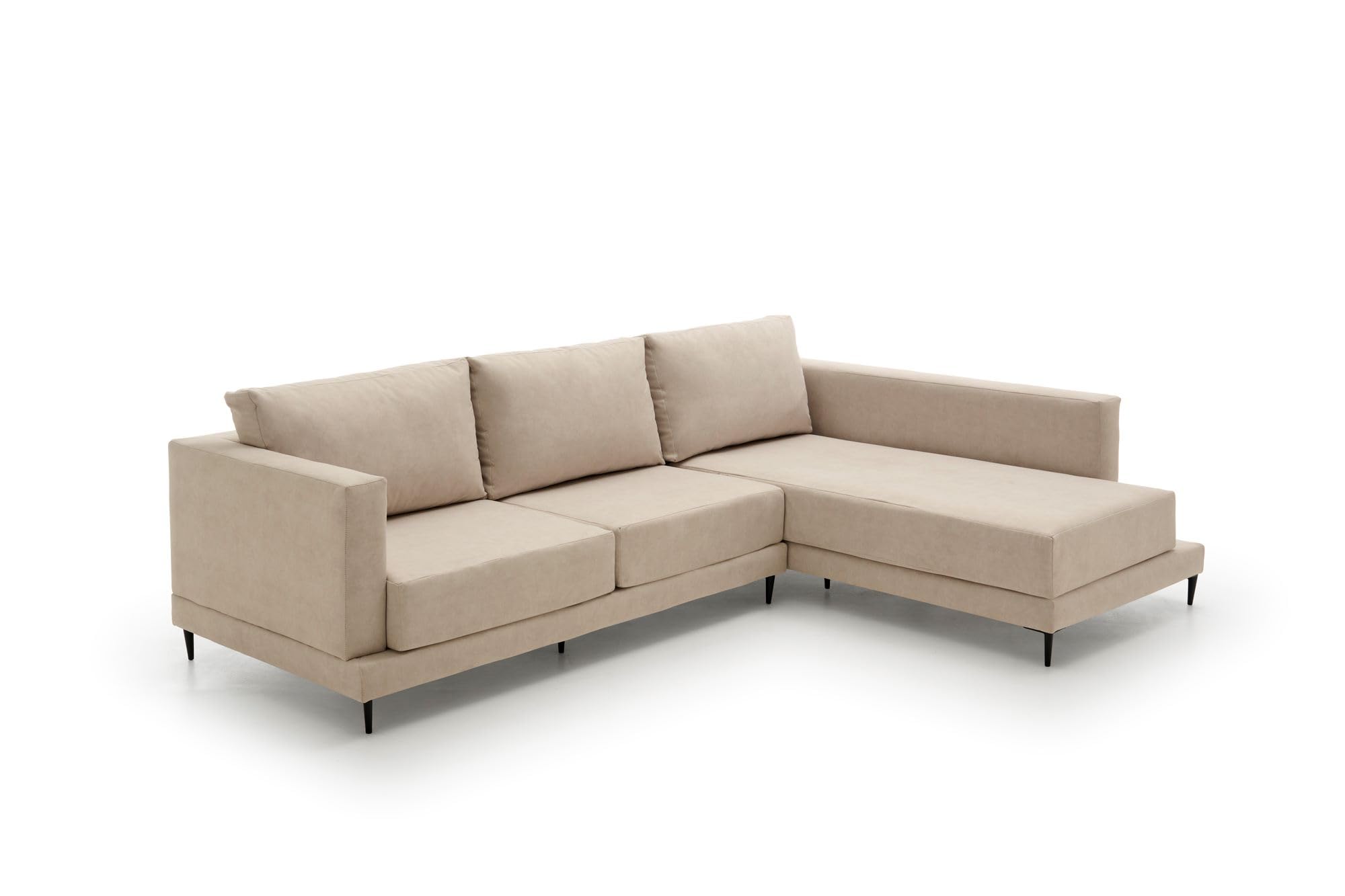 Canapé d'angle grand design et haut de gamme Martina beige droit