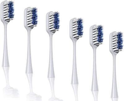 6-Pack Pop Sonic Replacement Toothbrush Heads - Compatiable w/Go Plus - Toothbrush Head w/Super Soft Dupont Tynex Nylon Bristles