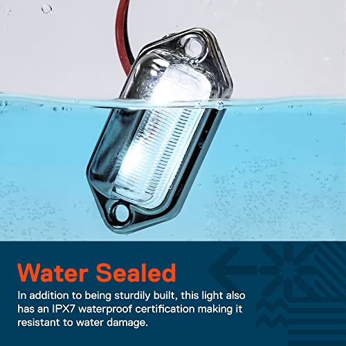 2Pc Trailer Led License Plate Lights [Dot Fmvss 108] [Sae L] [Chrome-Finish] [Surface Mount] [Waterproof] [12V Dc] Courtesy Step License Plate Tag Light For Utv Atv Trailer Truck Rv Boat #TOP2
